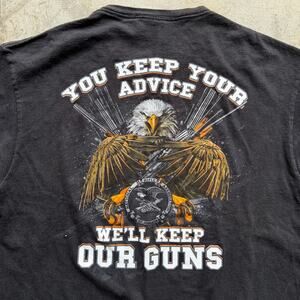 Vintage Y2K NRA Eagle Graphic Tee Faded Black Large USA Made
